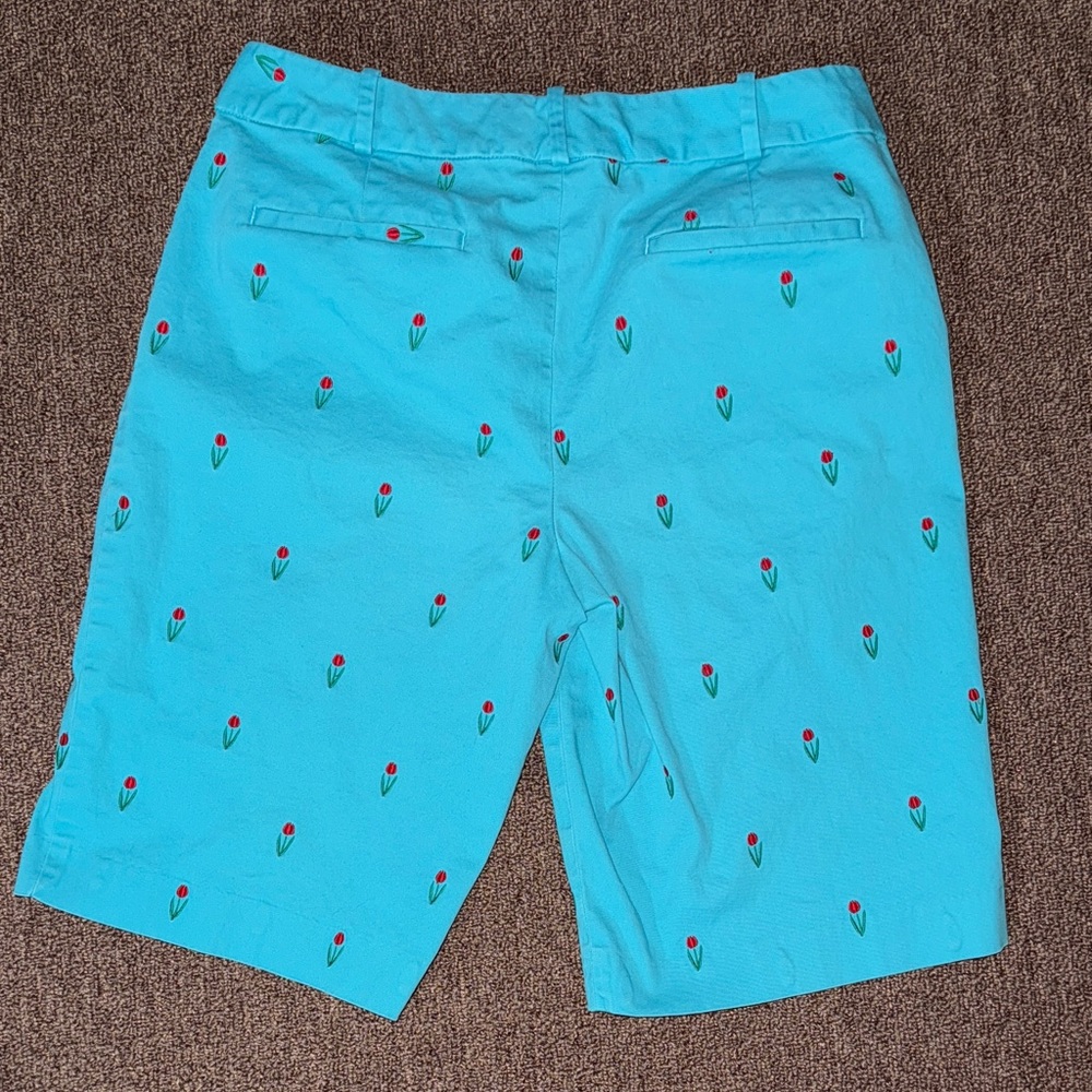 Turquoise Talbots Floral Embroidered Women’s Bermuda Shorts - Picture 2 of 4